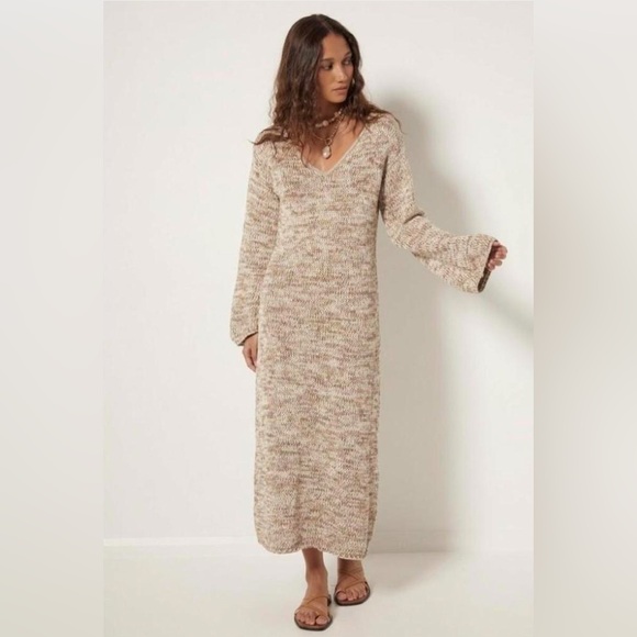 Maurie and Eve Home Soon Knit Midi Dress - Tri Chocolate - Picture 1 of 9